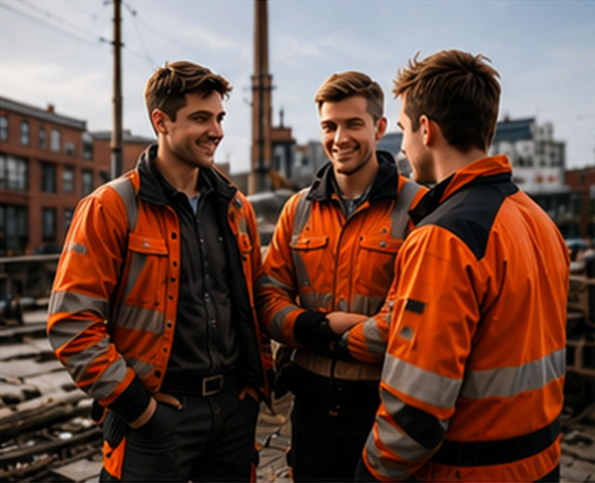 Junge Mitarbeitende auf der Baustelle
